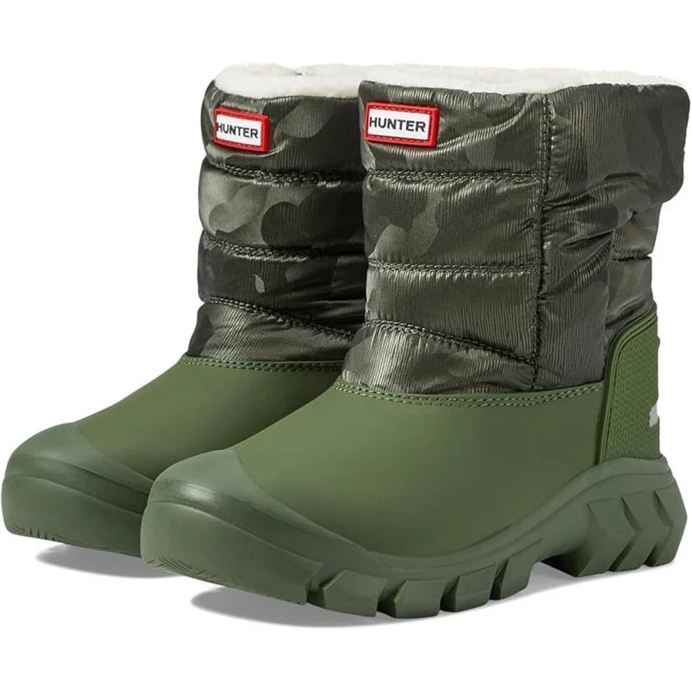 Hunter Intrepid Reflective Camo Snow Boots Toddler Green Faux Fur Lined JOBB1813